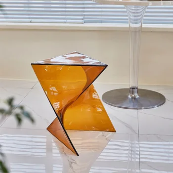 מודרני מינימליסטי חדר מגורים שקוף גיאומטריות שולחן קפה קטן שולחן ליד המיטה מעצב ברק שולחן פינתי רהיטים